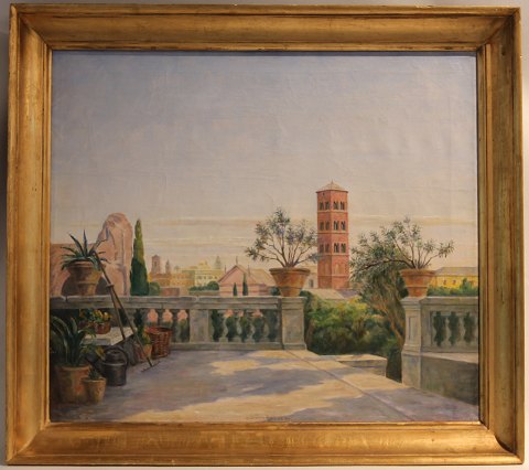 Painting by Johan Rohde, motiv from Italy in 1926
