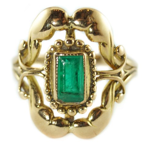 Georg Jensen; 
An Emerald ring of 18k gold