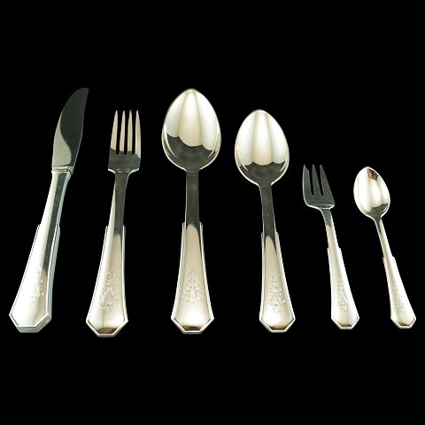 Hans Hansen; Arvesølv 8 silver cutlery, complete for 12 persons, 79 pieces