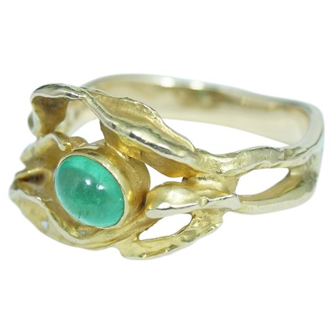 C. Antonsen; A ring of 14k gold set with an emerald