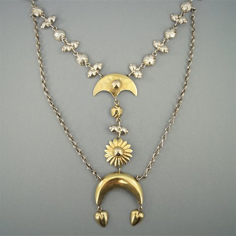 Mouritz Angel Wendelboe; A necklace of silver and gilt silver