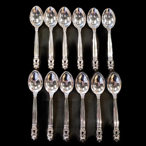 Georg Jensen, Johan Rohde; Konge/acorn silver cutlery, 12 coffee spoons