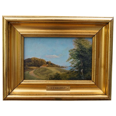 A. E. Kieldrup; Danish painting, oil on cardboard