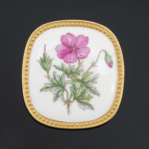 A. Michelsen and Royal Copenhagen; A Flora Danica brooch/pendant, sterling 
silver & porcelain