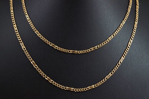 Lang halskæde i 14 kt. guld, 85 cm, omkring år 1900