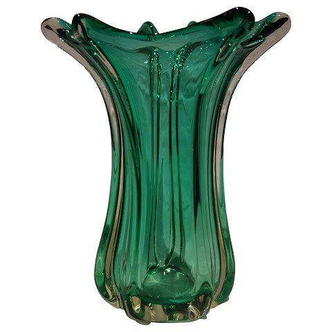 A French vase in green glass, around 1950