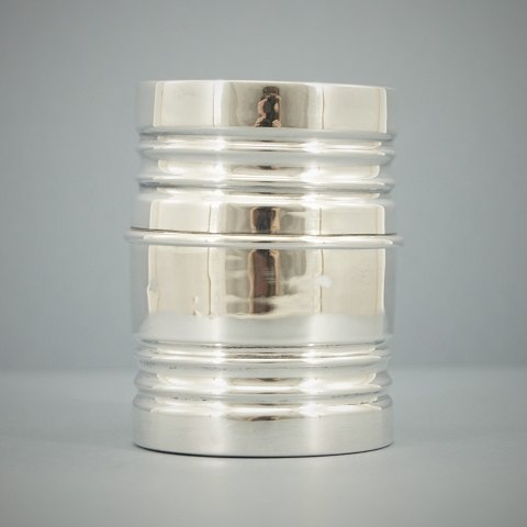 A cylindrcal art deco bin made in hallmarked silver, 1932