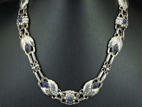 Georg Jensen; A silver necklace set with lapis lazuli #1