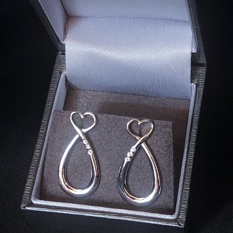 Earrings of 14k white gold set with diamonds