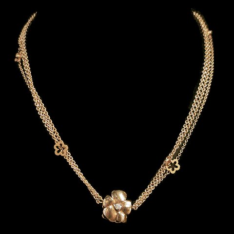 Ole Lynggaard, Charlotte Lynggaard; Necklace of 14k gold with a diamond