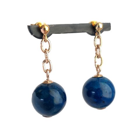 Earrings set with lapis lazuli mounted in 14k gold