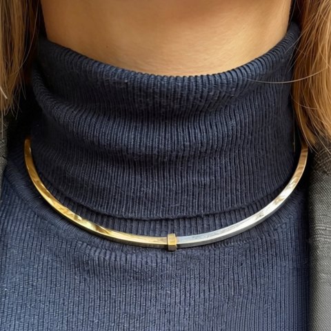 Georg Jensen; Necklace in sterling silver and gold-plated silver, no. A 21B