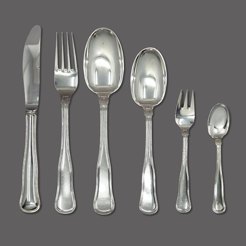 Cohr; Dobbeltriflet silver cutlery, complete for 12 persons, 89 pieces