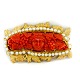 Brooch of 18k gold with coral and pearls