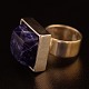 Hans Hansen; squared silver ring with a lapis lazuli