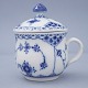 Royal Copenhagen, blue fluted half lace; A mustard pot of porcelain #744